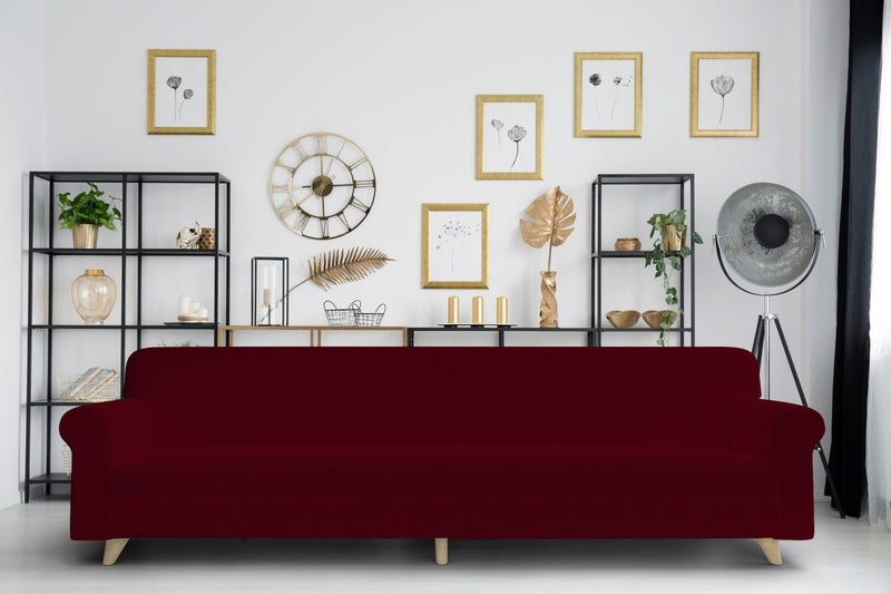 Copridivano Elasticizzato 4 Posti in Poliestere Bordeaux