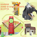 Set Ferroviario 100 Pezzi per Bambini 3+ Anni con Gru Magnetica Treni Ponte Elicottero in Legno      