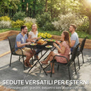 Set 4 Sedie Impilabili e Traspiranti 51x69x87 cm con Braccioli e Schienale Alto in Metallo e Poliestere Nero      
