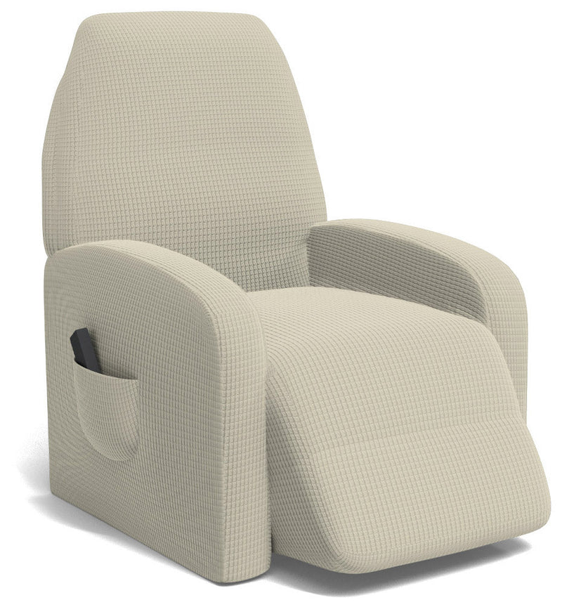 Copripoltrona Reclinabile Elasticizzato Taglia Unica con Tasca Laterale Panna