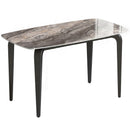 Tavolo da Pranzo per 4 Persone 130x70x75 cm con Piano in Pietra Sinterizzata Marrone e Nero      
