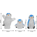 Set 3 Pinguini Forma Acrilica Natalizio Led Illuminazione Esterni per Interni