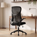 Sedia da Ufficio Ergonomica 64x69,5x110-120 cm con Braccioli Ribaltabili Dondolo e Altezza Regolabile in Rete Nero      