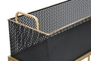 Porta Vasi Fashion Rettangolare Coppia 60x23x73,5-51x20x64 cm in Ferro Nero e Oro