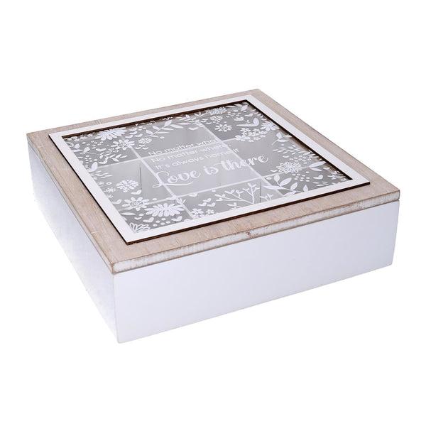 Scatola Porta The e Tisane 9 Posti 26x26xh7,5 cm in Legno Beige prezzo