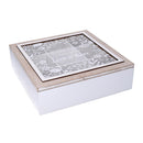 Scatola Porta The e Tisane 9 Posti 26x26xh7,5 cm in Legno Beige