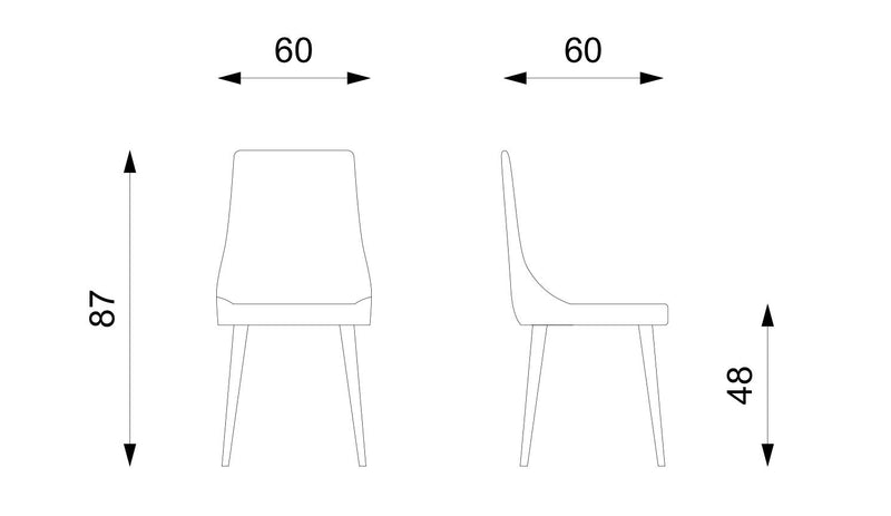 Set 4 Sedie 48x60xH87 cm in Microfibra Fox Grigio Scuro