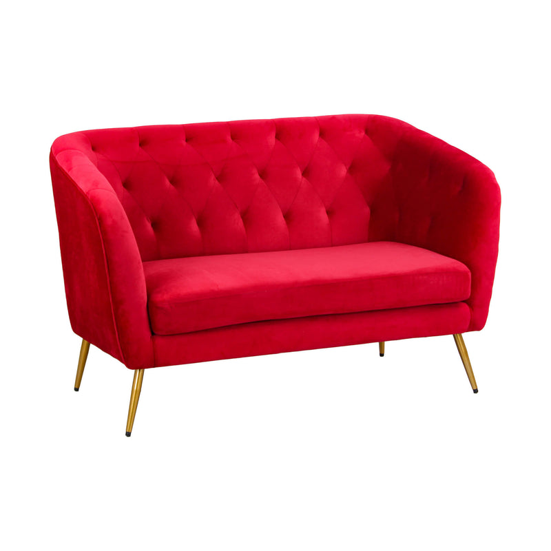 Divano 2 Posti 135x82 cm in Velluto Rubino