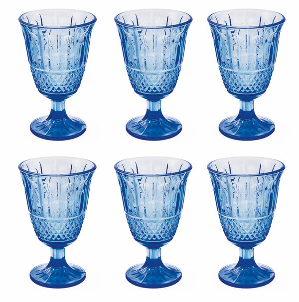 acquista Set de 6 verres Ø8,5x10 cm en verre VdE Tivoli 1996 Elegance Bleu