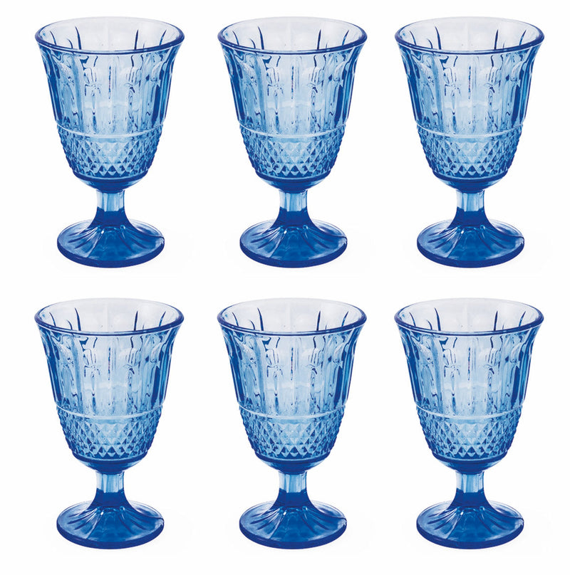 Set 6 Calici Ø8,5x10 cm in Vetro Villa d'Este Home Tivoli Elegance Blu