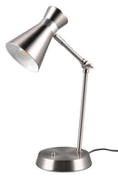 Lampada da Tavolo da Interno Attacco E27 in Metallo Nichel Satinato 