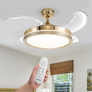 Ventilatore Lampadario da Soffitto 4 Pale Richiudibili Telecomando Luce Ø49 cm in Acciaio ABS e PMMA Bronzo      