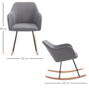 Sedia a Dondolo in Metallo e Tessuto Lino 46x69x80 cm  Grigio Chiaro