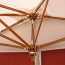 Ombrellone da Giardino 1,5x3 m Palo Ø57 mm Mezzaluna in Legno Telo in Acrilico Ecrù