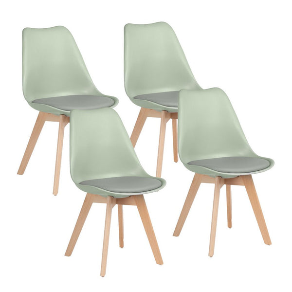 Set 4 sedie 53,5x48,5x83 cm Gambe in Legno Candice Verde Chiaro online