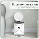 Pattumiera a Pedale 5 Litri 26,5x21x28 cm con Coperchio Frizionato in Metallo e PP Crema