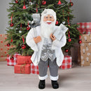 Pupazzo Babbo Natale H90 con Luci e Suoni Bianco e Argento