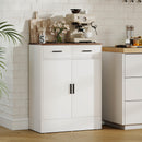 Credenza Moderna 68,6x35x90,3 cm 2 Cassetti e Armadietto in Legno Bianco      