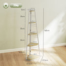 Libreria Angolare a 5 Ripiani 37,5x37,5x160 cm Struttura Pieghevole Colore Legno   