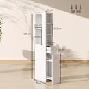 Mobile Colonna Bagno 18x40x135 cm con 2 Cassetti 2 Ripiani e 3 Scomparti in MDF Bianco      