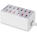 Caricabatterie Stazione di Ricarica 11,5x6 cm con 12 Porte USB 60W in ABS Bianca