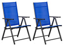 Set 2 Sedie Pieghevoli da Giardino 57x67x107 cm in Metallo e Textilene Blu