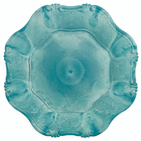 acquista Lot de 6 sets de table en plastique Ø 34 cm VdE Tivoli 1996 Hippie Festonné Bleu Pétrole