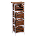 Cassettiera 4 Cassetti in Legno 30x27x85cm Atena Noce e Bianca