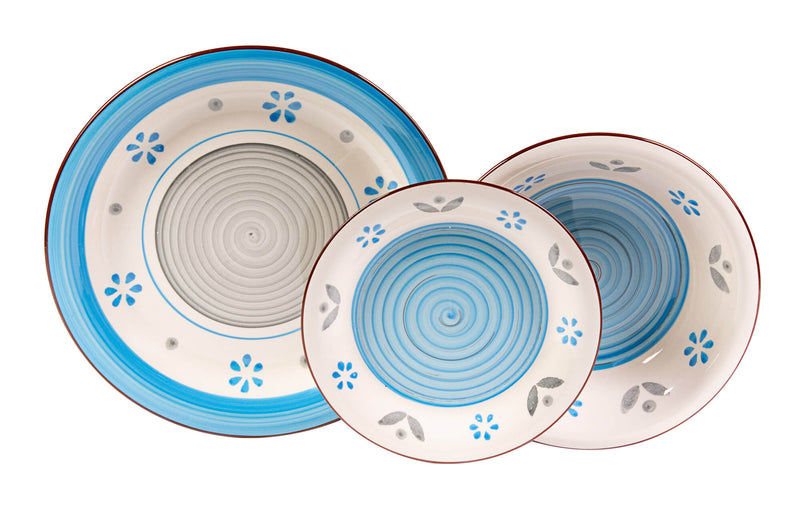 Servizio Piatti 18 Pezzi in Stoneware Collection Spello Blu