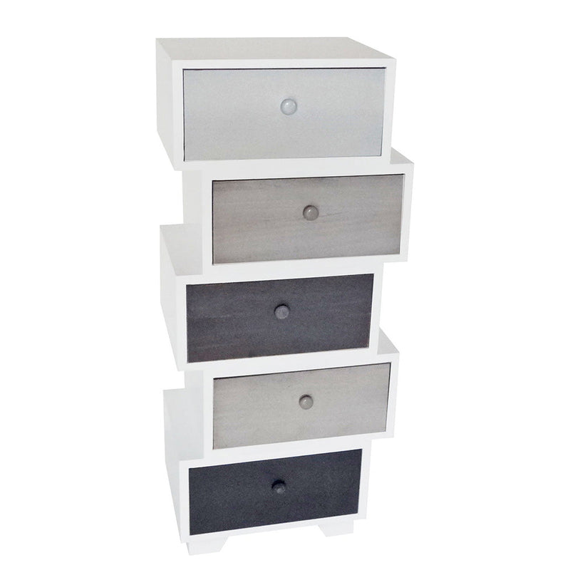 Cassetiera con 5 Cassetti Joint Divisibile in Legno Paulownia Bianco Fadi