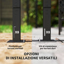 Gazebo Pergola da Giardino 300x300x227H cm con Tetto Retrattile e Fori di Drenaggio Beige e Nero   