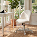 Sedia per Scrivania Girevole 50x57x75-83A cm con Funzione Dondolo in Tessuto Sherpa Crema      