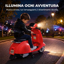 Moto Elettrica per Bambini 3+ Anni Licenza Piaggio Vespa 7,2 V 81x37x63 cm con Rotelle Rimovibili 3-5 km/h Max 30 kg in PP Rosso      