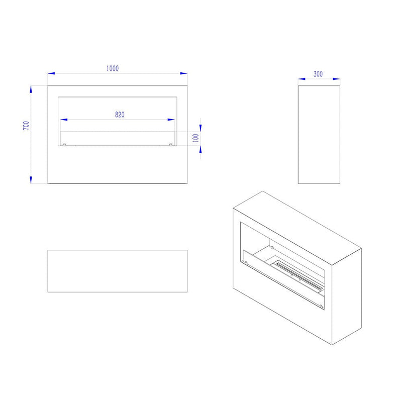 Camino a Bioetanolo da Pavimento 100x30x70 cm Giotto S Bianco