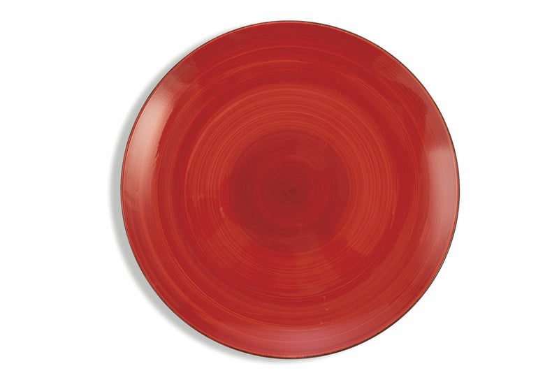 Set 6 Piatti Piani Ø27x3,5 cm in Gres Villa d'Este Home Tivoli Baita 2 Rosso e Grigio