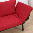 Divano Letto 2 Posti in Tessuto di Lino Rosso 166x70x80 cm 