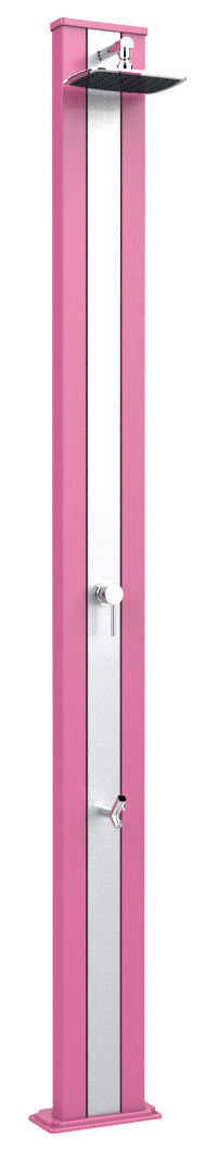 sconto Doccia Solare da Esterno Giardino 30L Miscelatore e Lavapiedi Arkema Spring S Fascia Inox Fuxia