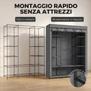 Armadio in Tessuto Salvaspazio 135x45x175 cm con Barra Appendiabiti e 11 Ripiani Struttura in Acciaio Grigio      