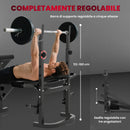 Panca Palestra Multifunzione Regolabile con Rack Bilanciere con Leg Extension Low Row Arm Curl Nero      