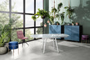 Tavolo Allungabile 120/180x90x76 cm in Metallo con Top in Vetro Bianco