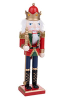 Soldato Schiaccianoci Natalizio con Bastone H30 cm in Legno