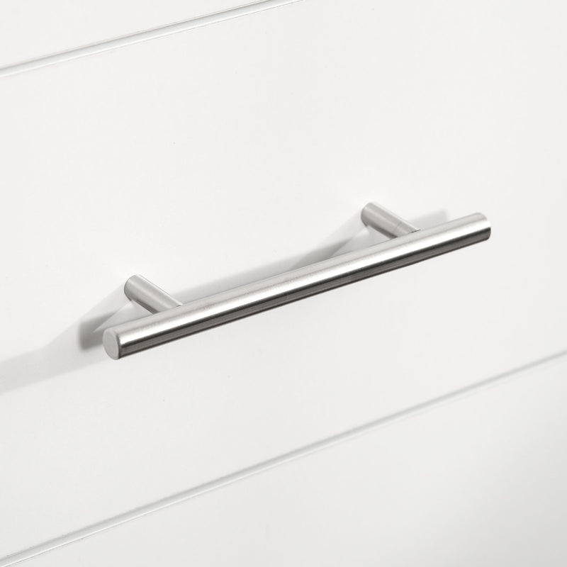 Cassettiera 4 Cassetti 112x38,2x81 cm in Legno con Maniglie in Metallo Bianco   