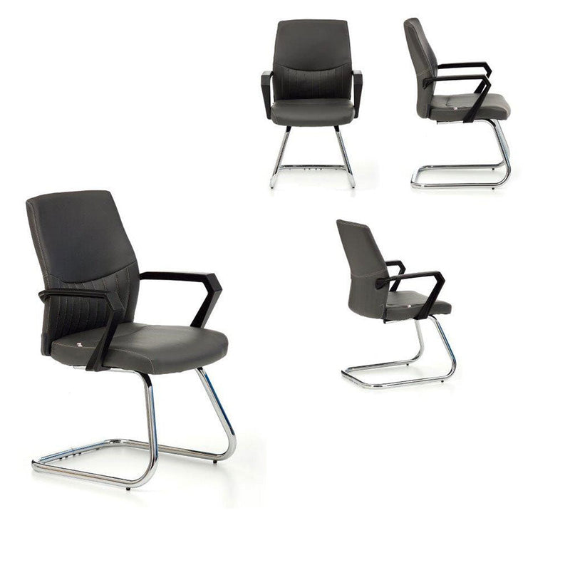 Sedia da Ufficio Visitatori in Similpelle Sake Fissa Grigia