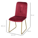 Set 2 Sedie Imbottite 44,5x59,5x91 cm in Flanella  Rosse