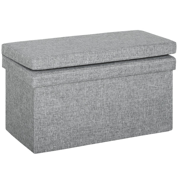 online Panca Contenitore 76x50x73 cm con Schienale e Vano da 77L Rivestimento in Tessuto Grigio
