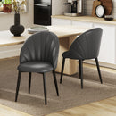 Set 2 Sedie da Pranzo Schienale a Conchiglia in Pelle PU Grigio Scuro   