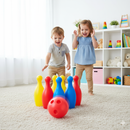 Gioco Bowling per Bambini con Birilli H19 cm 1 Boccia Ø10 cm in Plastica Multicolore