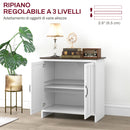 Credenza a 2 Ante Perlinate Ripiano Regolabile 80x39,7x80 cm Bianco 