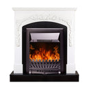 Camino Elettrico da Pavimento 97,5x90x25 cm Effetto Fiamma 2000W Casanova & Pluton Bianco/nero