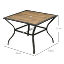 Tavolo da Giardino con Foro Centrale per Ombrellone 94Lx94Px71A cm in Acciaio Marrone